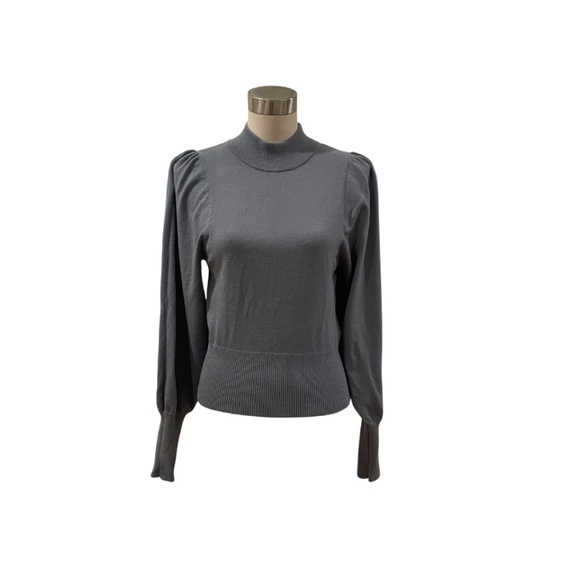 Qty 2 blue and Green Express knit mock neck bishop sleeve sweater sweaters S - Picture 2 of 7